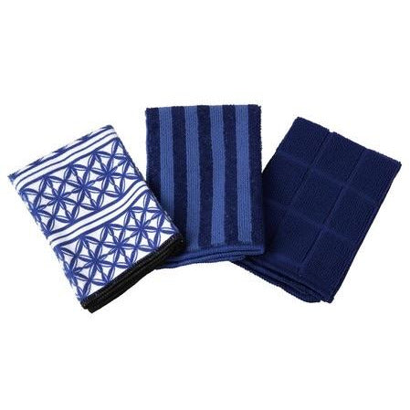 日本 Vari Micro一套3塊裝超強吸水抹布(和風藍)