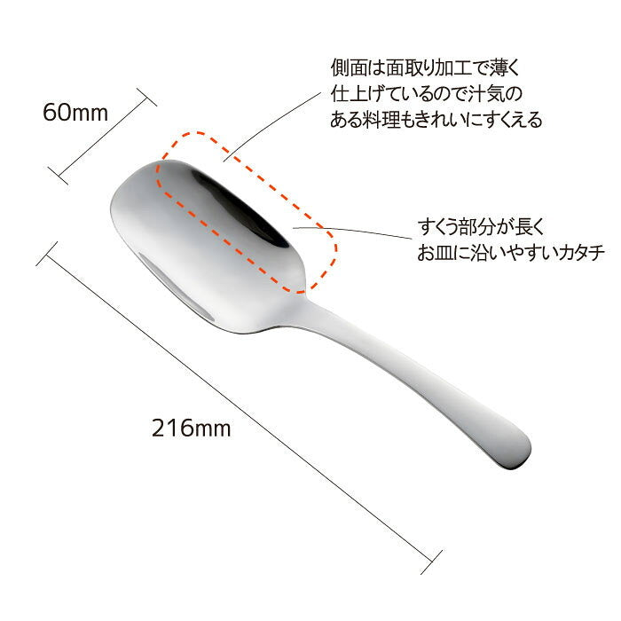 日本製,易於撈起食物的不鏽鋼勺子