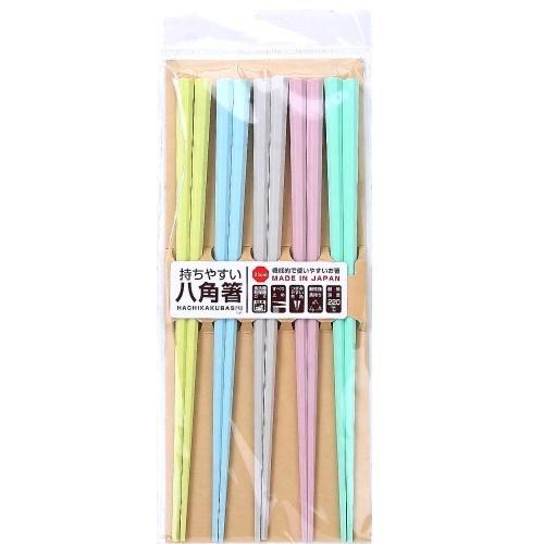 日本製,防跣手八角形筷子一套五雙(新鮮色系列)