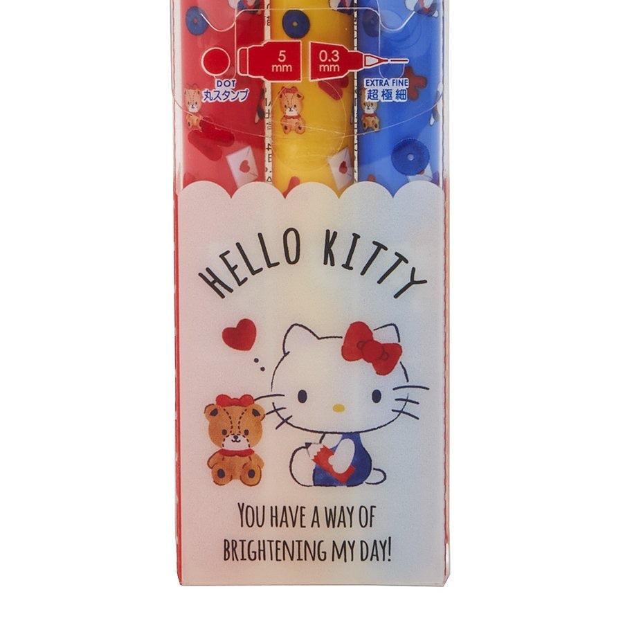 日本製，蜻蜓牌 Hello Kitty 雙頭標記筆（三色套裝）